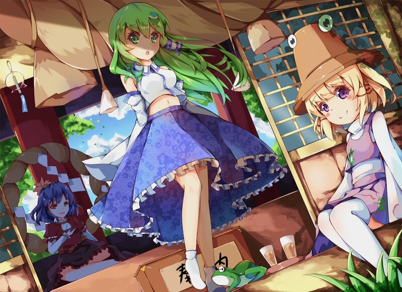 Three Anime Girls in a Hut