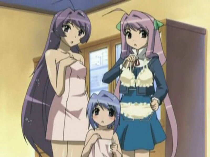 Three anime girls in a room
