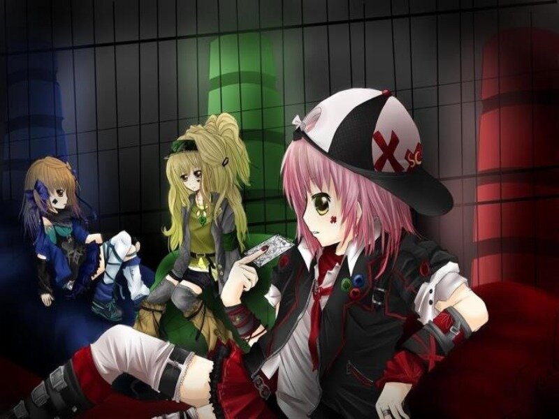 Three Anime Girls in a Room — Black