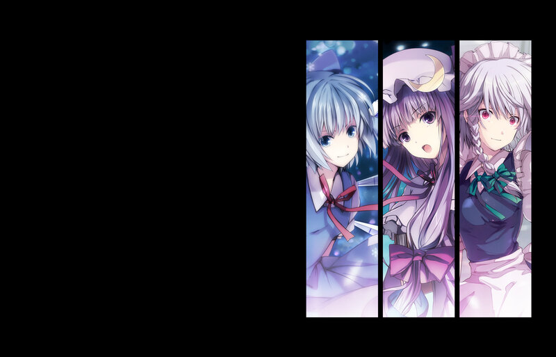 three anime girls in a row