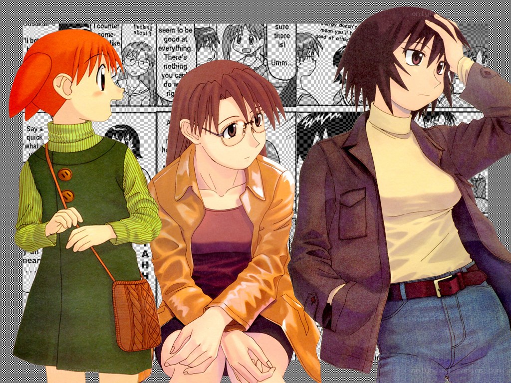 Three anime girls in a scene
