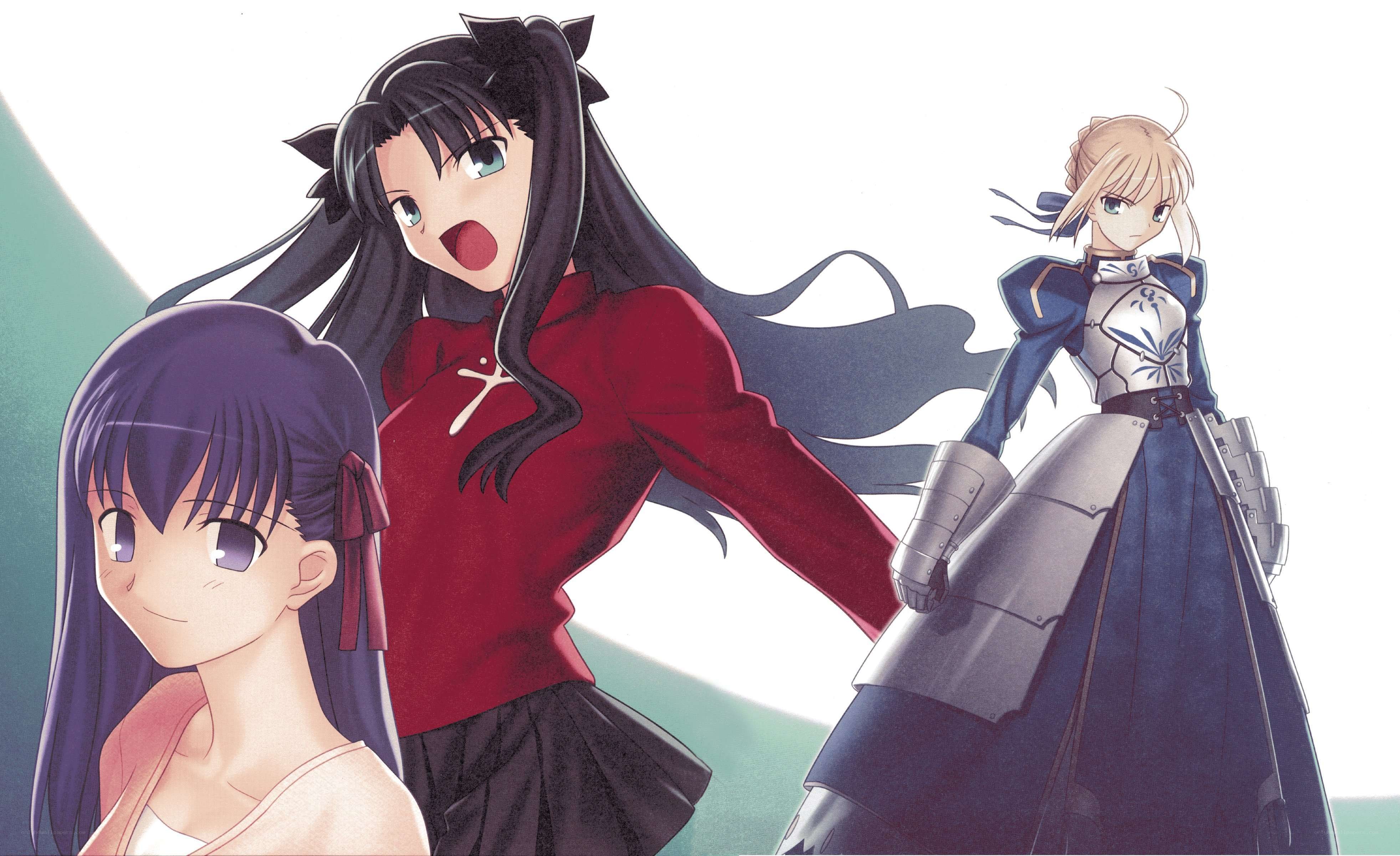 three anime girls in a scene