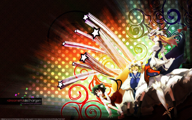 Three Anime Girls in Action — White