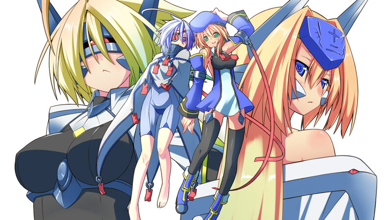 Three Anime Girls in Armor — Blue, Dynamic