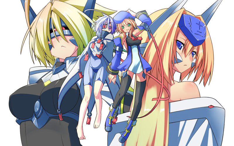 Three Anime Girls in Armor — Blue