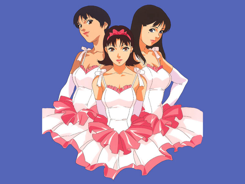 three anime girls in ballet costumes