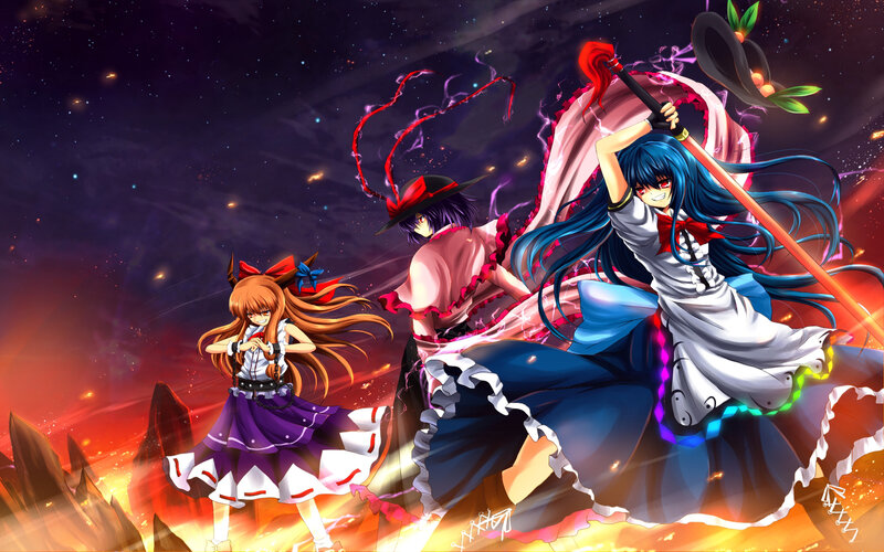 Three Anime Girls in Battle — Blue