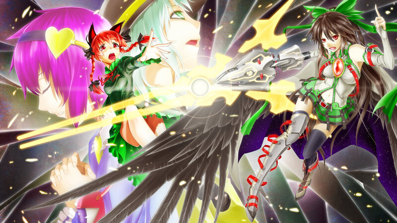 Three Anime Girls in Battle — Green