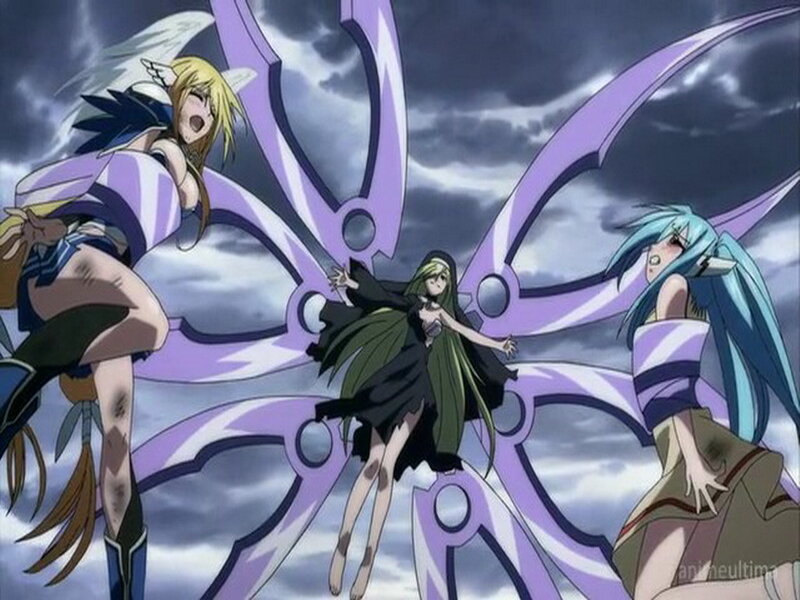 Three Anime Girls in Battle — Purple