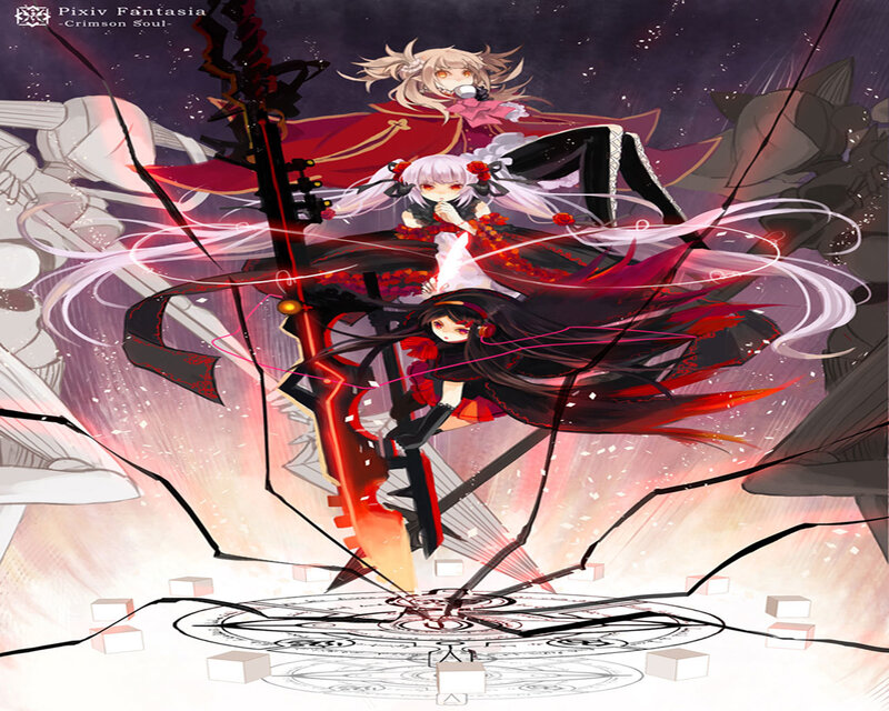 Three Anime Girls in Battle — Red