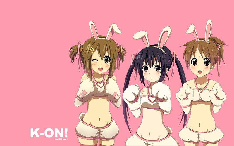 Three anime girls in bunny costumes