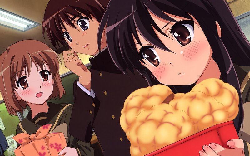 Three Anime Girls in Classroom