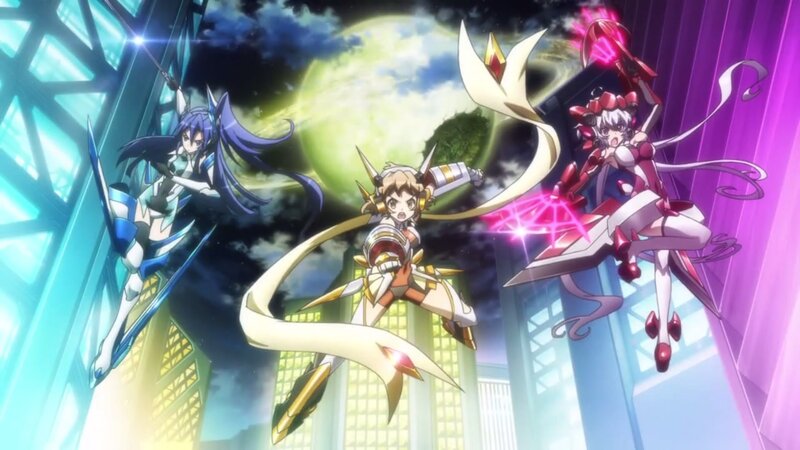 Three Anime Girls in Combat — Purple
