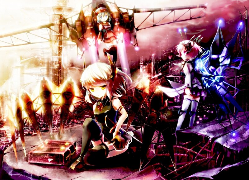 Three Anime Girls in Combat