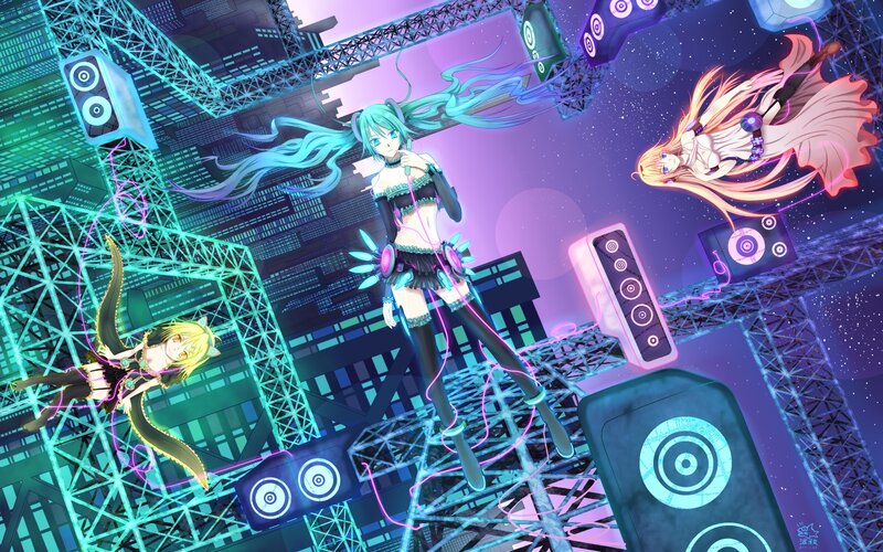 Three Anime Girls in Concert