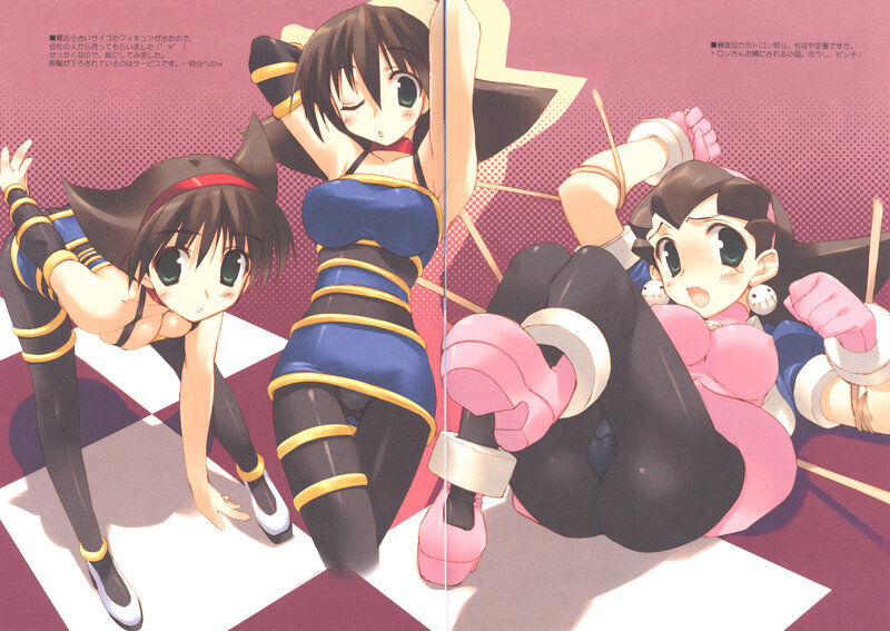 three anime girls in costumes