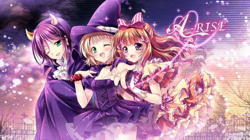 Three Anime Girls in Costumes — Purple, Magical