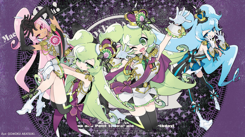 Three Anime Girls in Costumes — Purple, Playful, Crowns