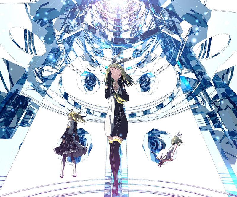 Three Anime Girls in Crystal Room