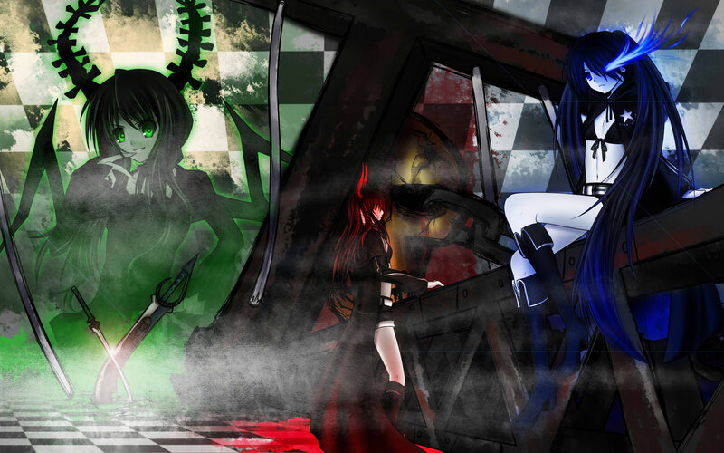 Three Anime Girls in Dark Setting