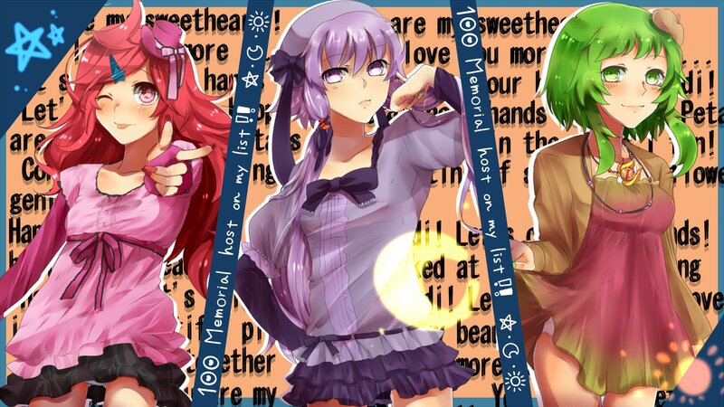three anime girls in dresses