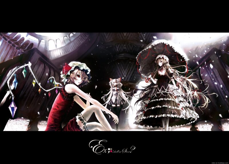 Three Anime Girls in Dresses — Black