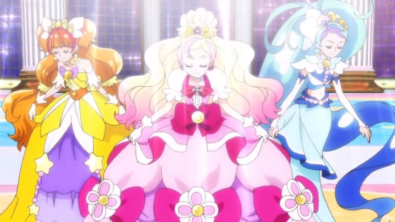 Three Anime Girls in Dresses — Pink, Regal