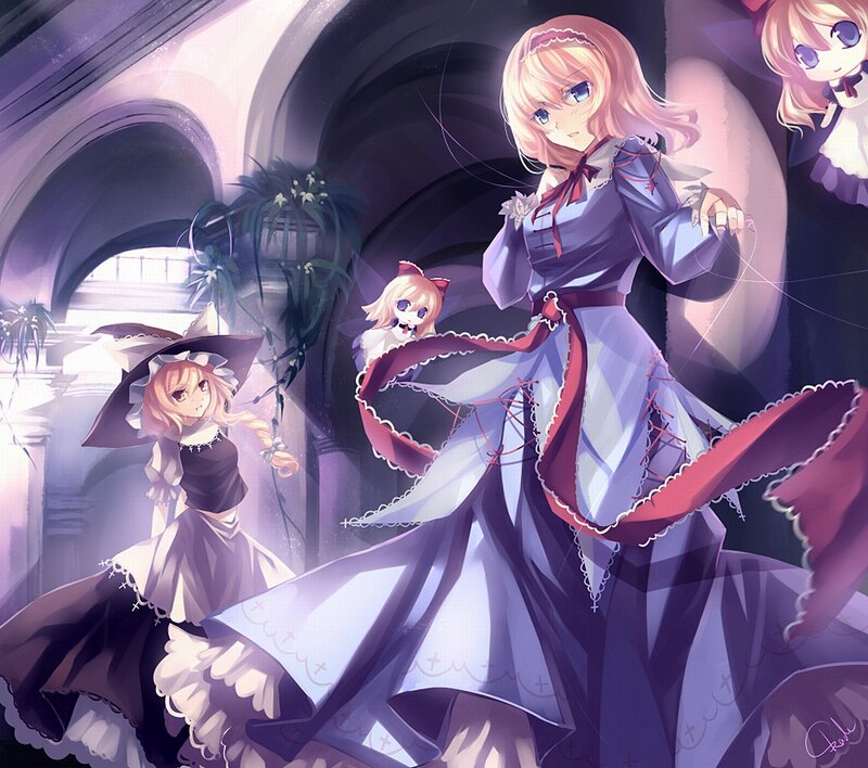 Three Anime Girls in Dresses — Purple