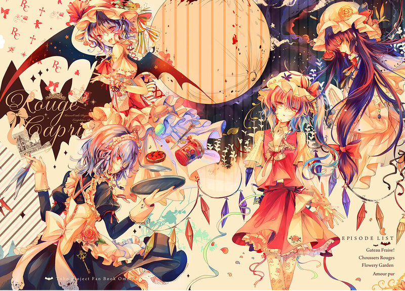 Three Anime Girls in Dresses — Red, Dramatic, Night