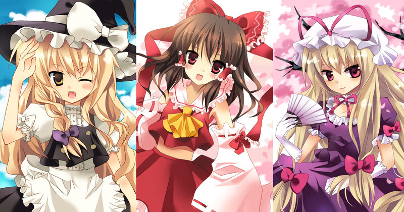 Three Anime Girls in Dresses — White, Playful, Spring