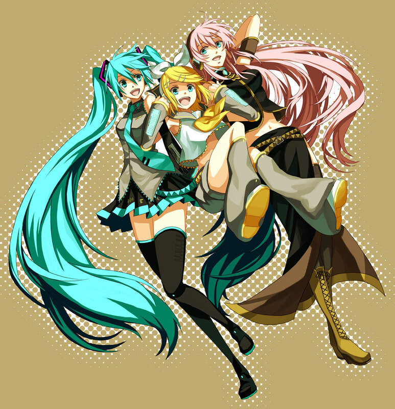 Three anime girls in dynamic pose