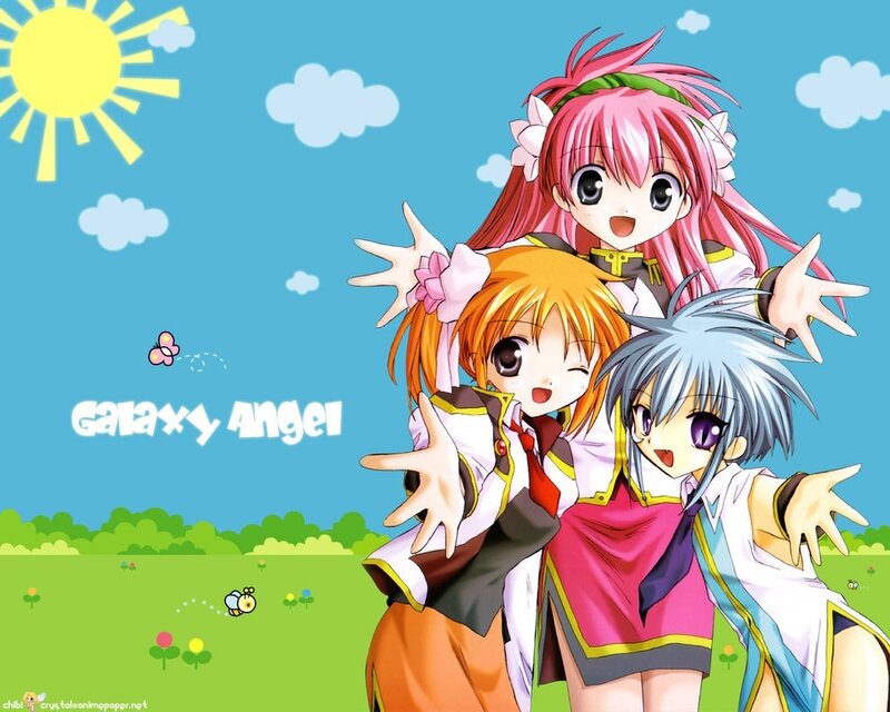 Three Anime Girls in Field — Blue