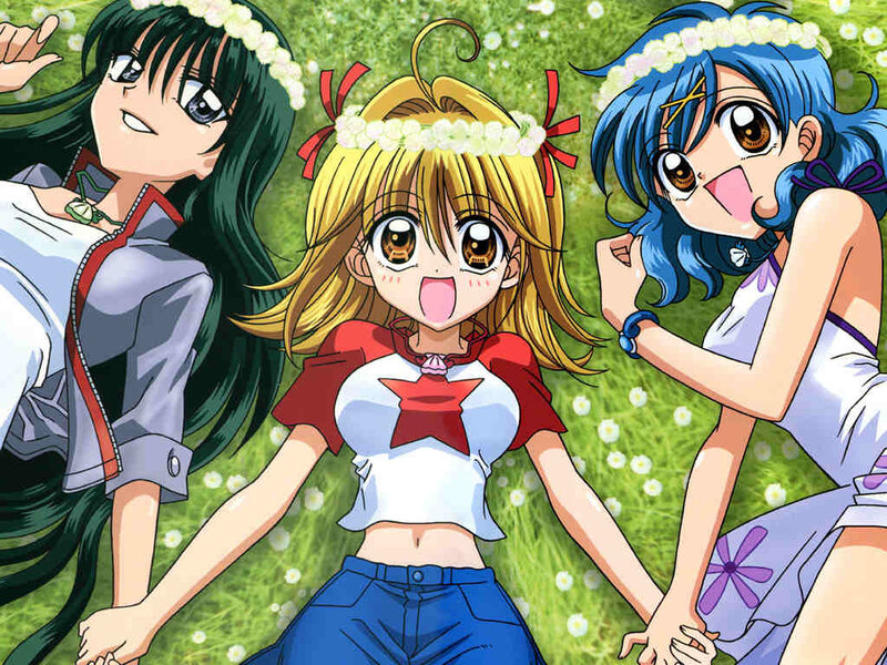 Three Anime Girls in Field — Green