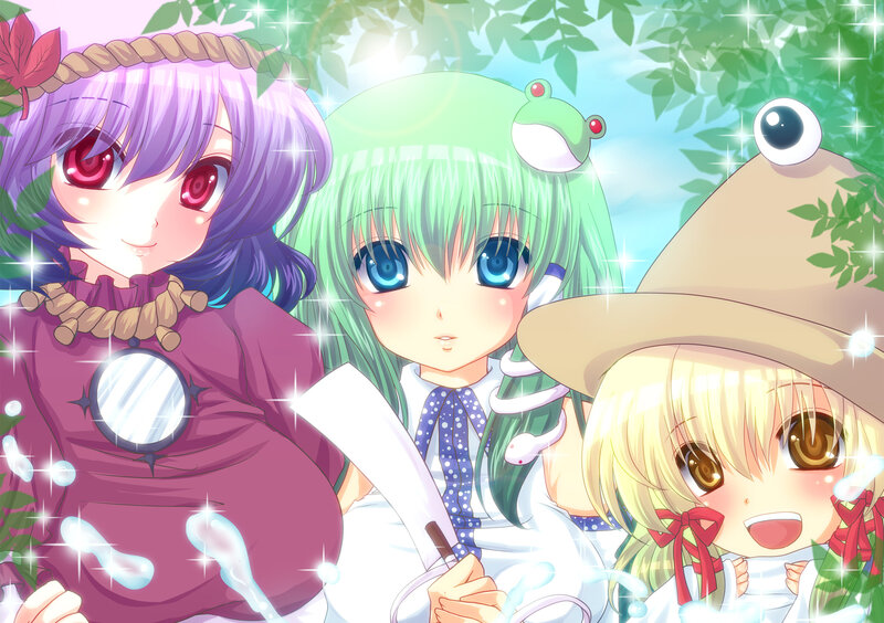 Three Anime Girls in Forest — Green