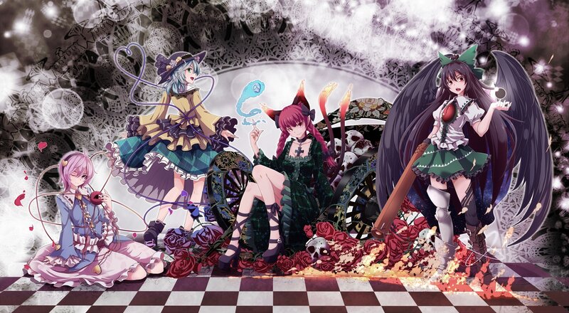 Three Anime Girls in Gothic Outfits — Black