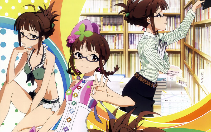 Three Anime Girls in Library