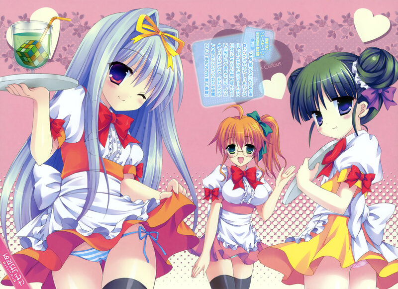 Three Anime Girls in Maid Outfits — Pink, Cheerful