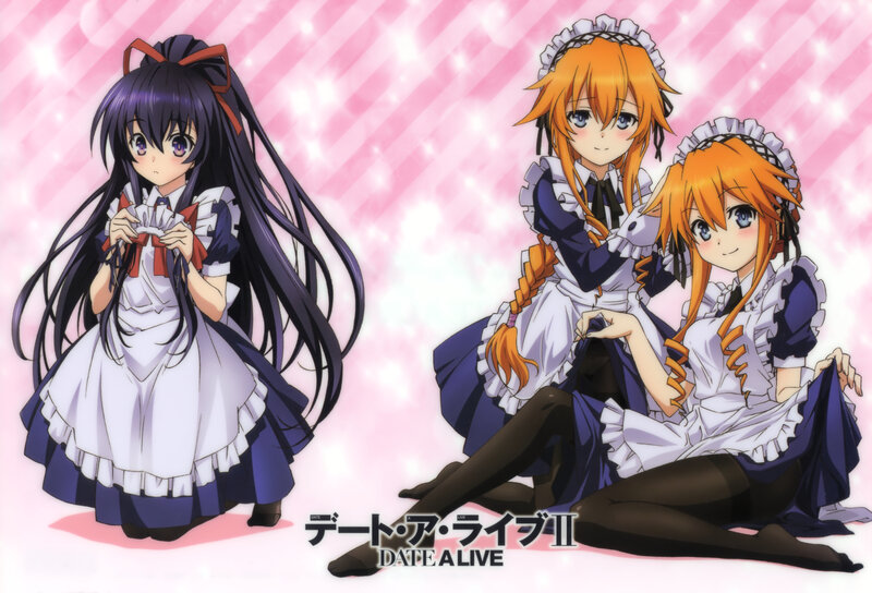 Three Anime Girls in Maid Outfits — Pink, Playful