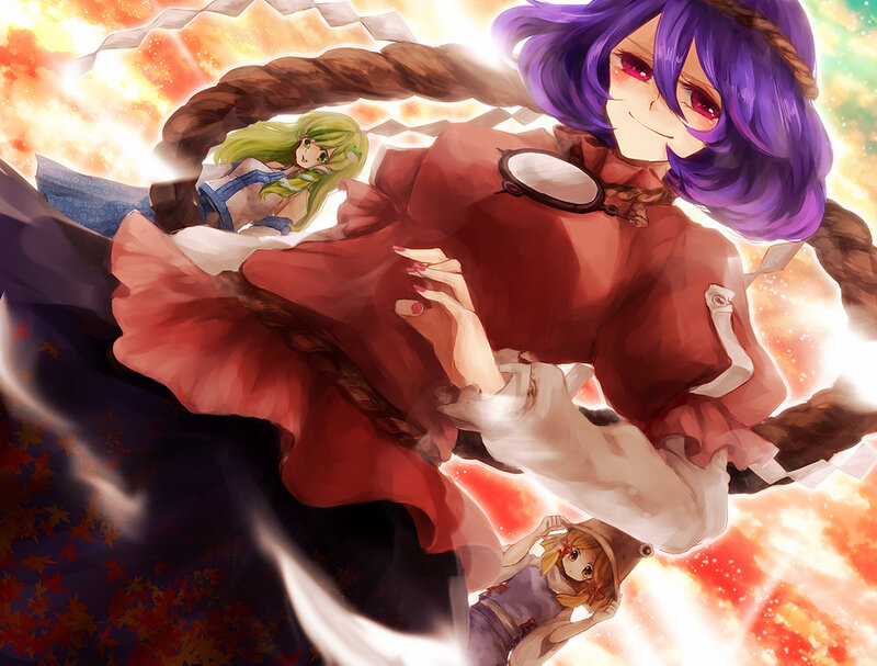Three Anime Girls in Motion — Red
