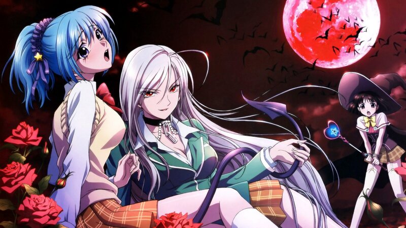 Three Anime Girls in Night — Black