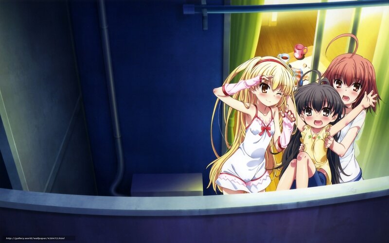 Three Anime Girls in Pajamas