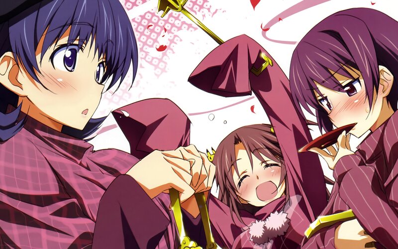 Three Anime Girls in Robes