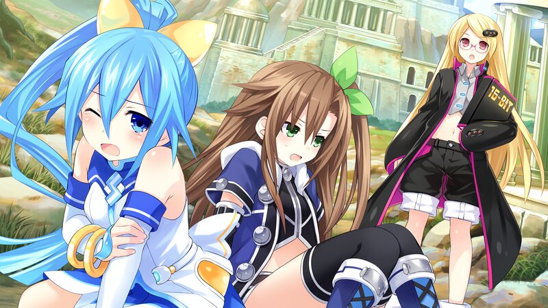 Three Anime Girls in Ruins — Blue