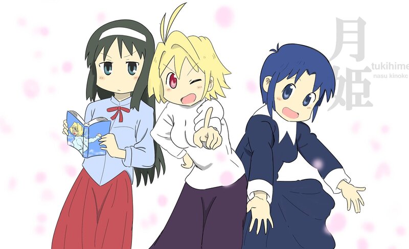 Three anime girls in school uniforms