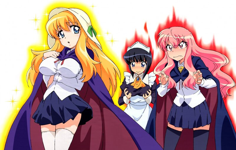 Three anime girls in school uniforms