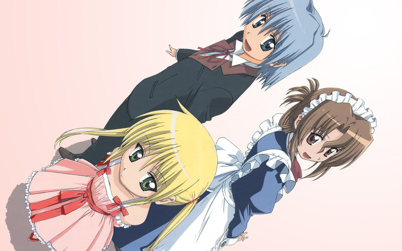 three anime girls in school uniforms