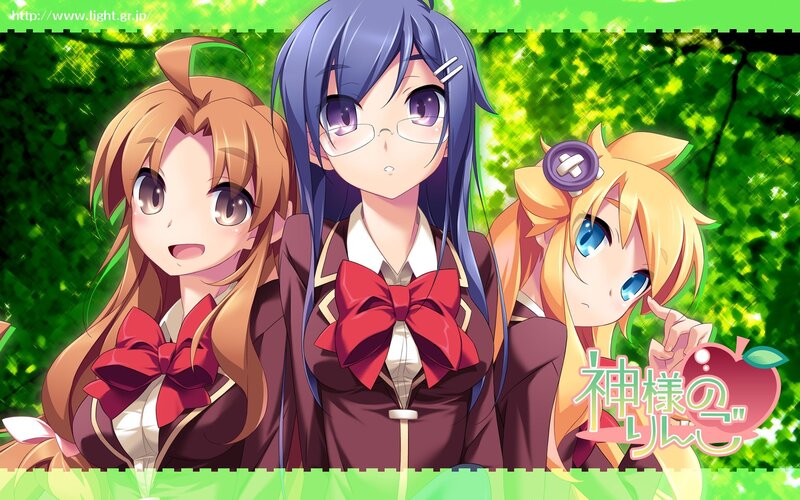 Three anime girls in school uniforms