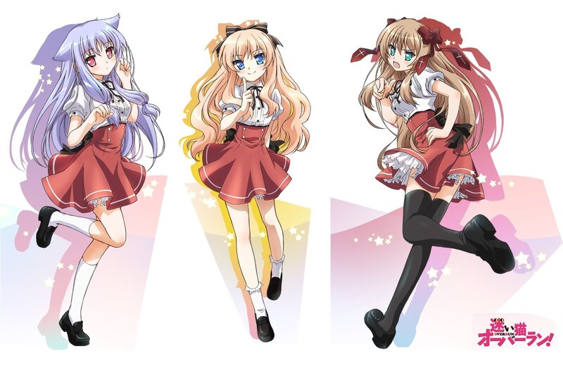 Three anime girls in school uniforms