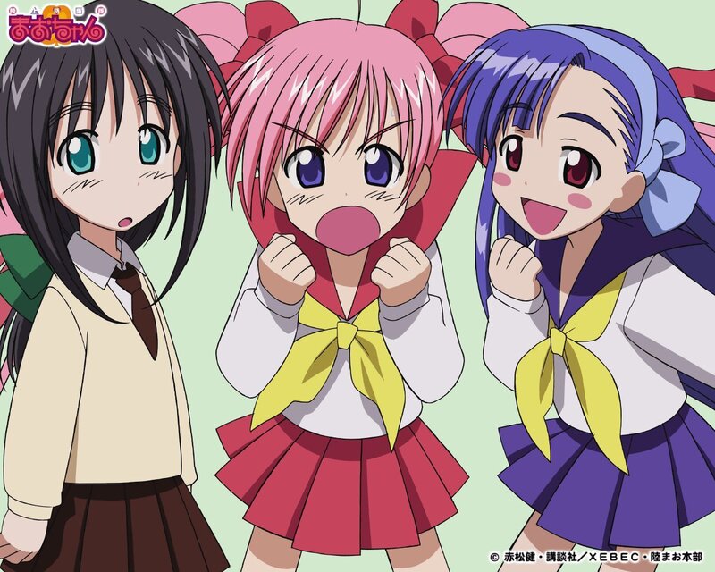 Three anime girls in school uniforms