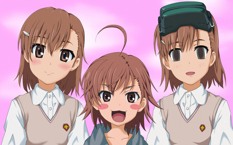 Three anime girls in school uniforms